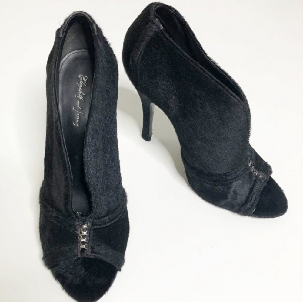 Elizabeth and James calf hair open toe booties